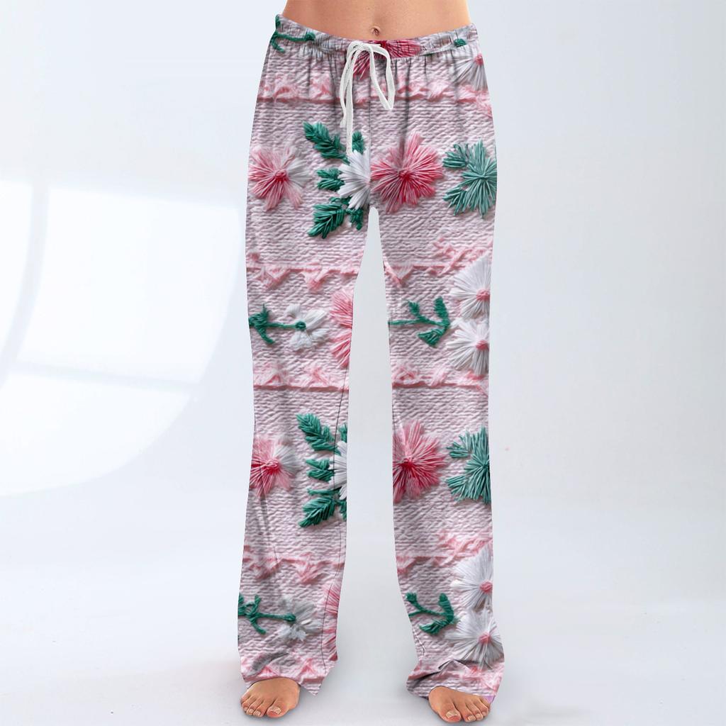 Women's Casual Fashion Christmas Printed Trousers Plush Casual Pants