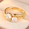 Gorgeous Inlaid White CZ Women's Ring Dazzling Gold Color Geometry Daily Wear Party Jewelry Anniversary Gift