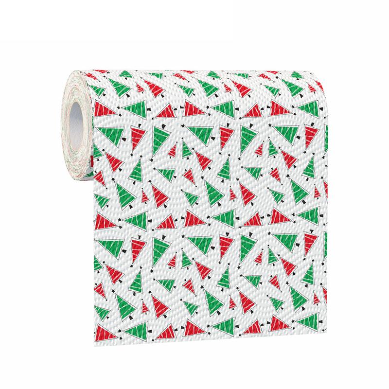 1roll Christmas Printed Kitchen Paper Oil and Water Absorption Disposable Kitchen Paper Towels for Wet & Dry Use Party Decor