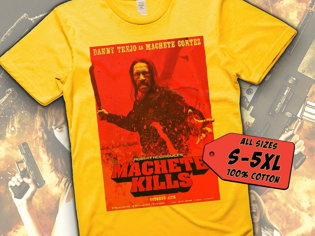 Camiseta Machete Kills V3 Camiseta AMARILLA Vintage Impresión Digital DTG Tallas S M L XL 2XL 3XL 4XL 5XL
