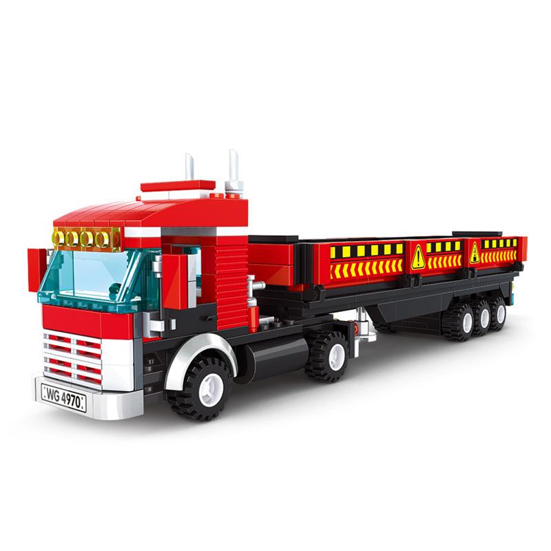 Wanger 4970-4974 Heavy Truck Truck Bus Small Assembled Building Blocks Boys Toy Gifts