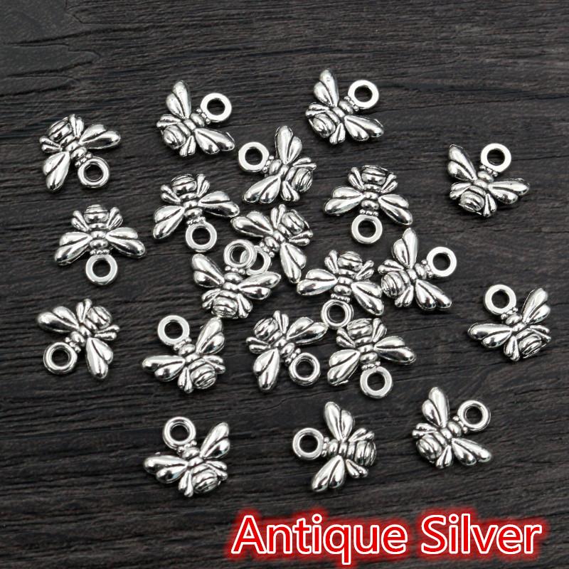 30pcs Charms bee 10x11mm Tibetan Silver Plated Bronze Gold Plated Pendants Antique Jewelry Making DIY Handmade Craft