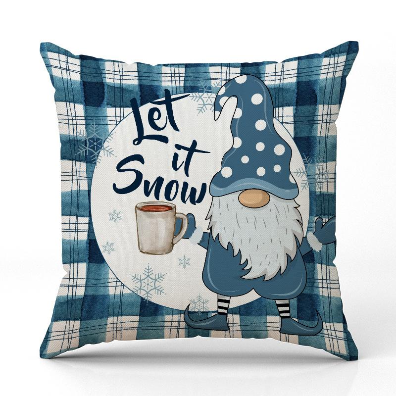 

Новая синяя клетчатая рождественская наволочка льняная с принтом праздничное украшение комнаты дивана наволочка