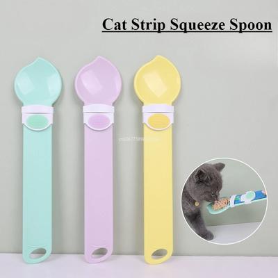 Kedi Şerit Mama Besleyici Gıda Sınıfı Kedi Yaş Ödül Maması Dağıtıcı Kaşık Kolay Kedi Maması Besleme Kaşığı Uzun Sap Kediler Şerit Sıkma Kaşığı