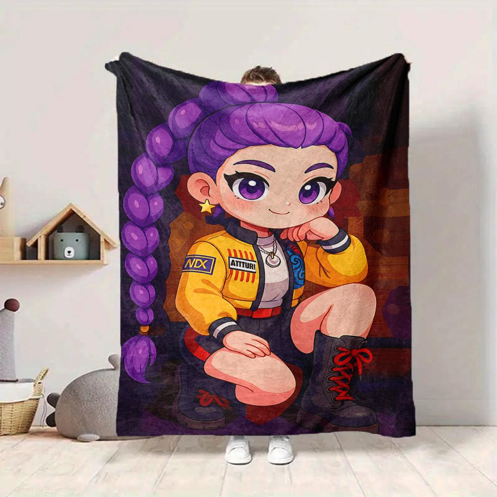 1PC Huntrix, K pop Blanket Lightweight Flannel Throw Blanket for Sofa, Bed, Travel, Camping, Livingroom, Office, Couch