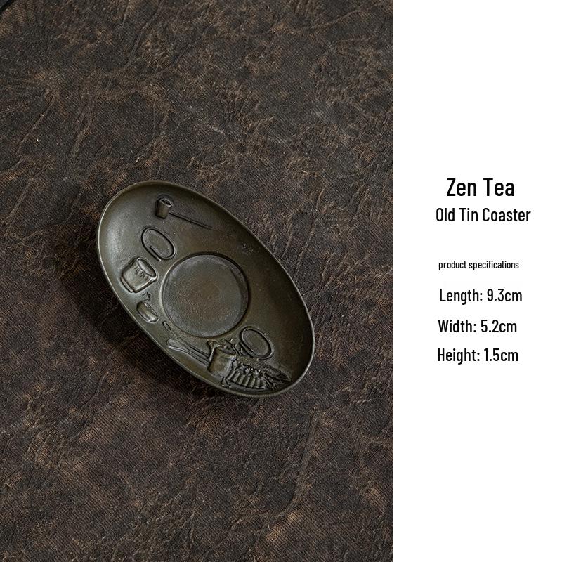 Japanese Antique Tin Tea Cup Coaster: Non-slip Retro Mat for Tea Ceremony Accessories