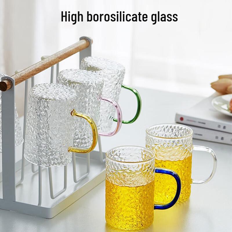 Hammered High Borosilicate Glass Mug with Handle