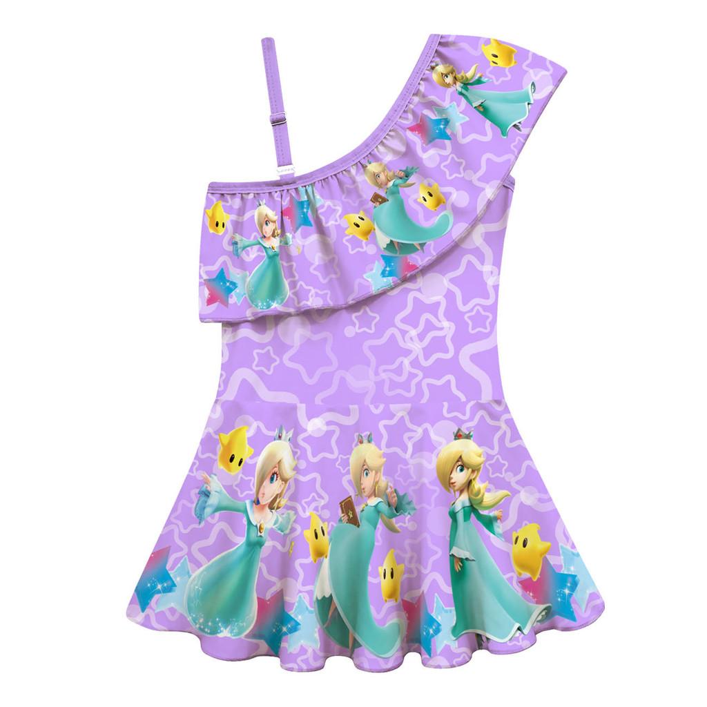 20880 Kids Girls Princess Rosalina Print Sleeveless One-piece Swimsuit Swimwear 100cm фиолетовый