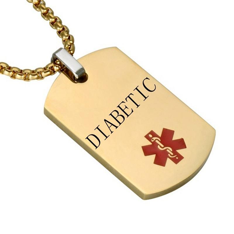 

Ожерелье с подвеской в ​​виде медицинской бирки из нержавеющей стали Diabetic