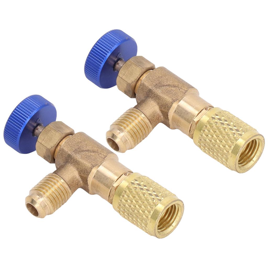2PCS Refrigeration Valve Air Conditioning Refrigerant Control Valve Fluoride Charging Adapter for R22 R404 R407 1 4SAE