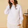 Anta Pattern Embroidered Round Neck Pullover Sweatshirt Women sweatshirt White 162318737-1