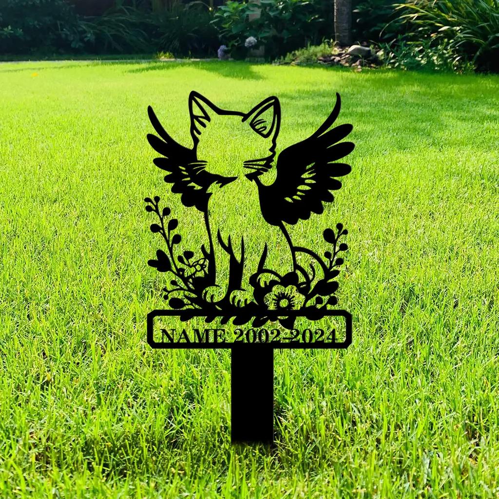 Metal Pet Memorial Stake, Custom Cat Grave Marker, Outdoor Garden Plaque, Personalized Keepsake Gift