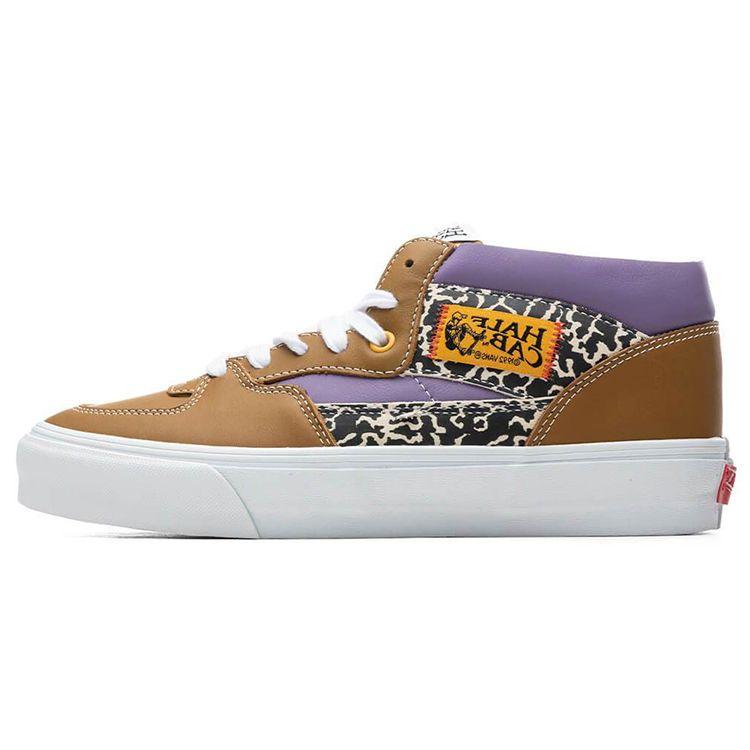 Vans Half Cab Vault EF VLT LX Canvas Unisex Mid Top Sneakers Brown Purple Cow Print VN0A5HZV9N3 37
