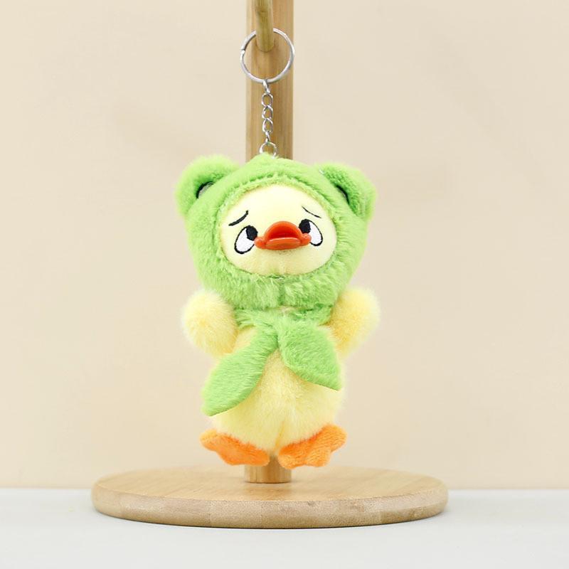 Fluffy Plush Annoying Duck Keyring Short Plush Animal 14cm Fun Desk Accessory