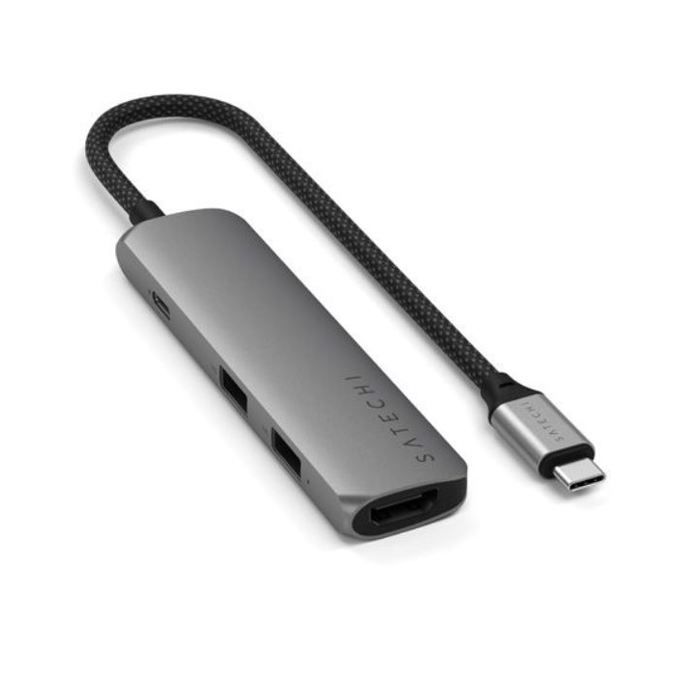 Hub usb-c multiport - satechi - 4-in-1 - 4k - power delivery 100w - gris