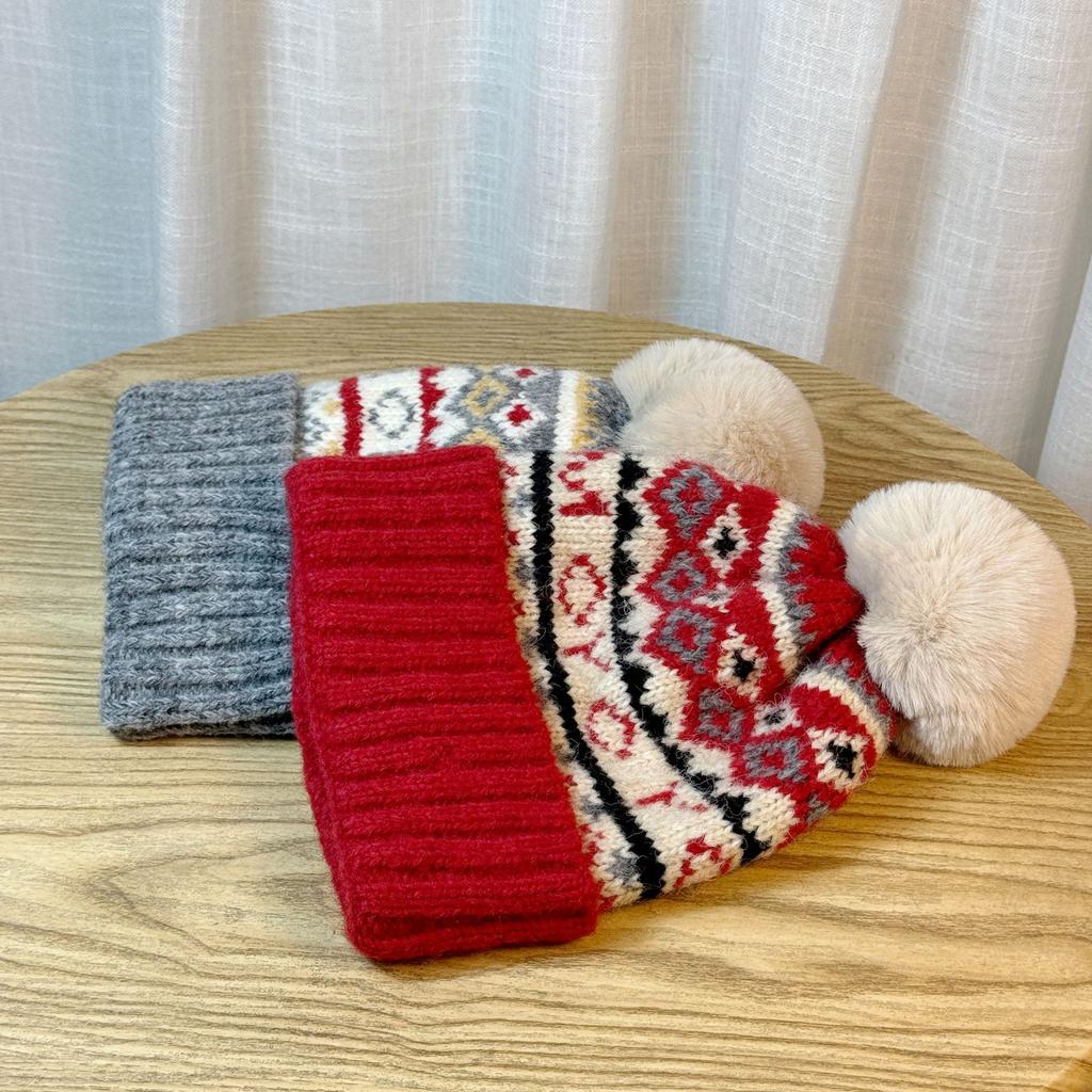 Scarf Hat Women's Winter Two Piece Set New Warm Large Head Circumference Knitted Woolen Hat Scarf Suit Cold Hat