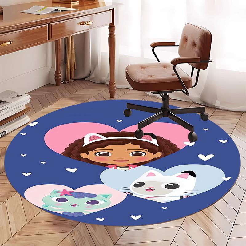 Gabby's Dollhouse Printed Round Rug Carpet Chair Rug Area Rug Entryway Doormats,for Office Chair Living Room Bedroom Kitchen Room.