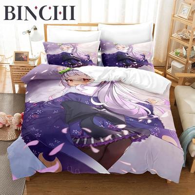 Neues Murasaki Shion Bettwäscheset Einzelbett Twin Full Queen King Size Bettset Erwachsener Junge Schlafzimmer Bettdeckenbezug Sets Anime Kawaii Mädchen Bett