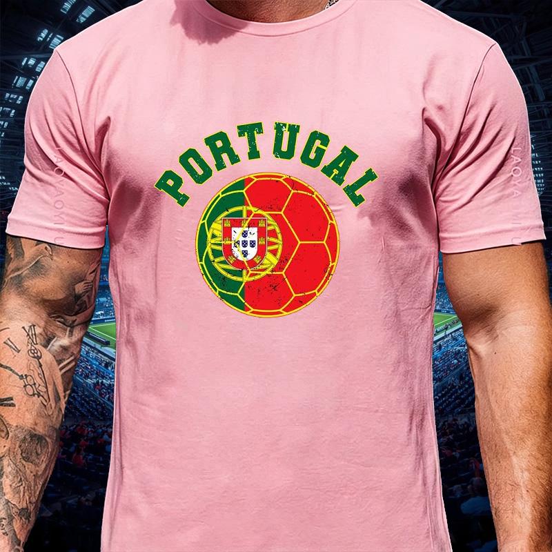 Portugal Champion Soccer T Shirt Unisex Unisex Vintage Football National Flag Emblem Print Cotton Fan Casual Short Sleeve Tee