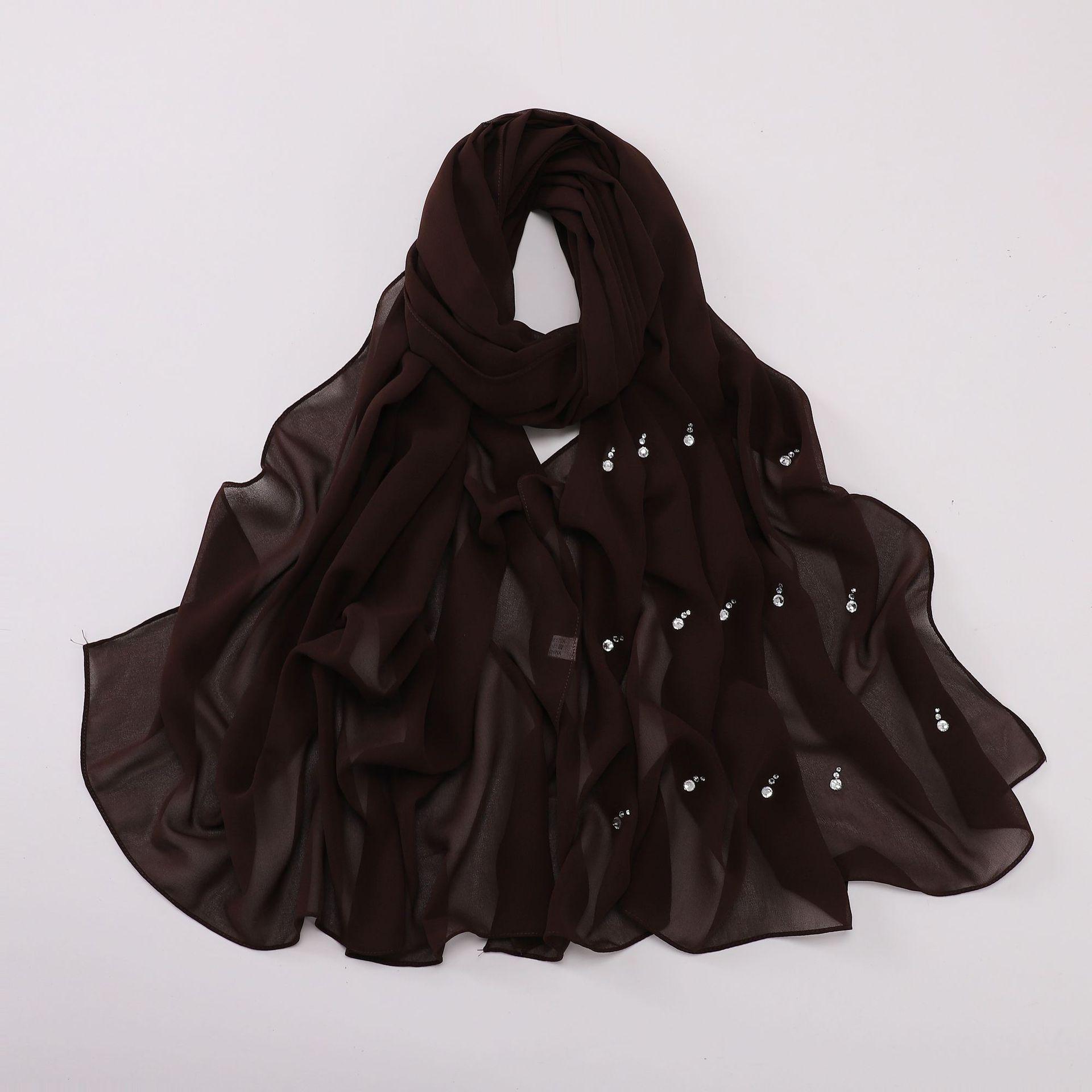 

Хиджаб из жемчужного шифона с каплями воды и бриллиантами - шарф в ближневосточном и малазийском стиле 175 cm