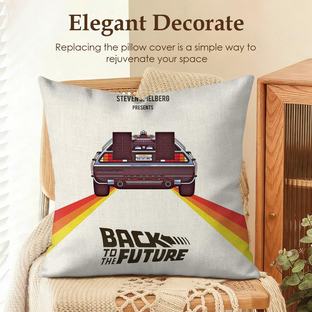 Movie BBack To The Future Cushion Cover Natural Linen Organic Fabric DoubleSided Printing Sofa Home Decor Gift Pillow Case