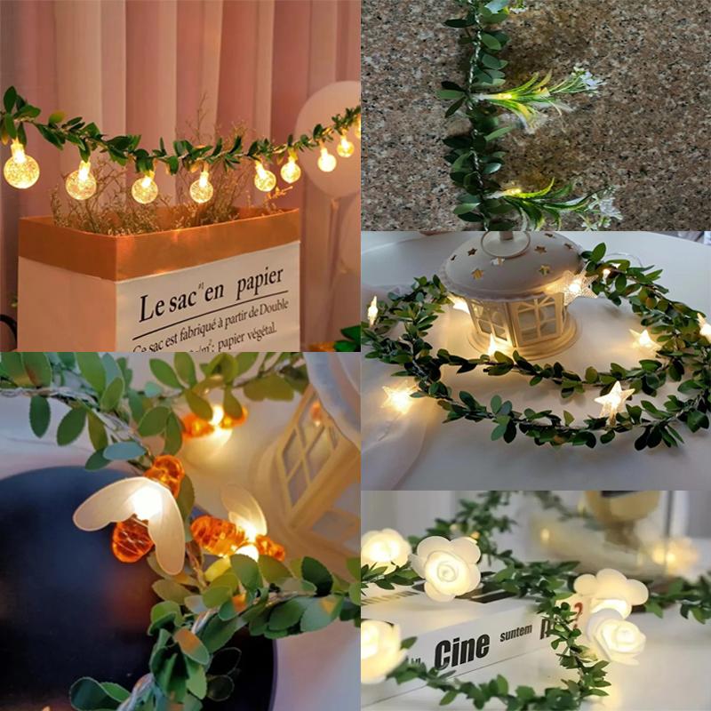 1.5M 10LEDS Rose Flower String Lights Battery Powered Flower Rose Night Lamp for Christmas Wedding Valentines Day Party Garland Decoration