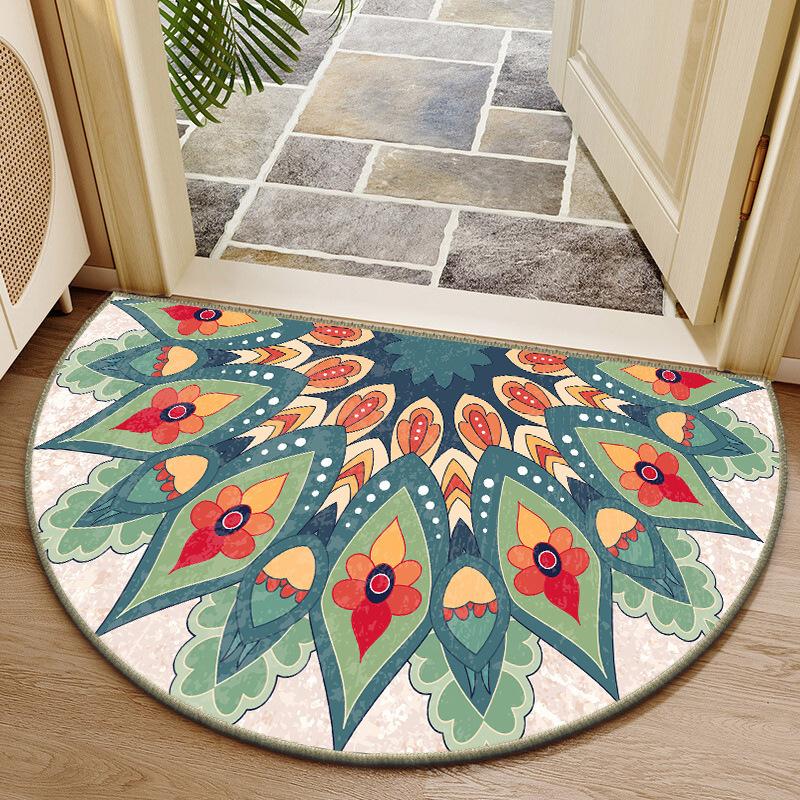 Boho Půlkruhová Vintage Vstupní Křišťálový Sametový Rohožka Obývací Pokoj Exotická Vstupní Podložka Domácí Dekorace