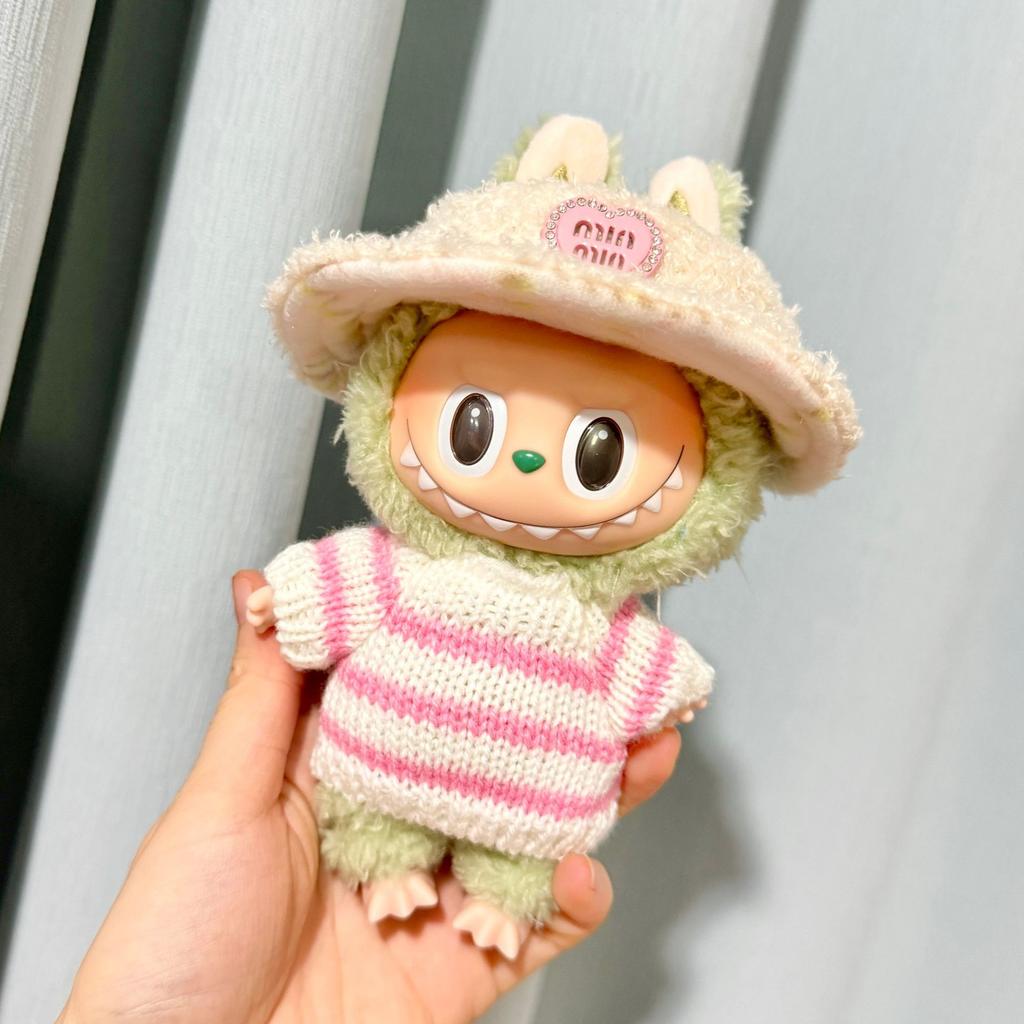Doll Accessories For Labubu V1 V2 Idol Cute Doll Clothes Fashion Sweater Outfit Accessories Sitting Party Pink White Striped Sweater Cup Clothing