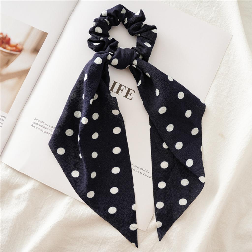 Floral Fabric Scrunchie Hair Tie with Long Ribbon Bow Lightweight Elastic Hair Accessory for Women and Girls Suitable for Various Hairstyles