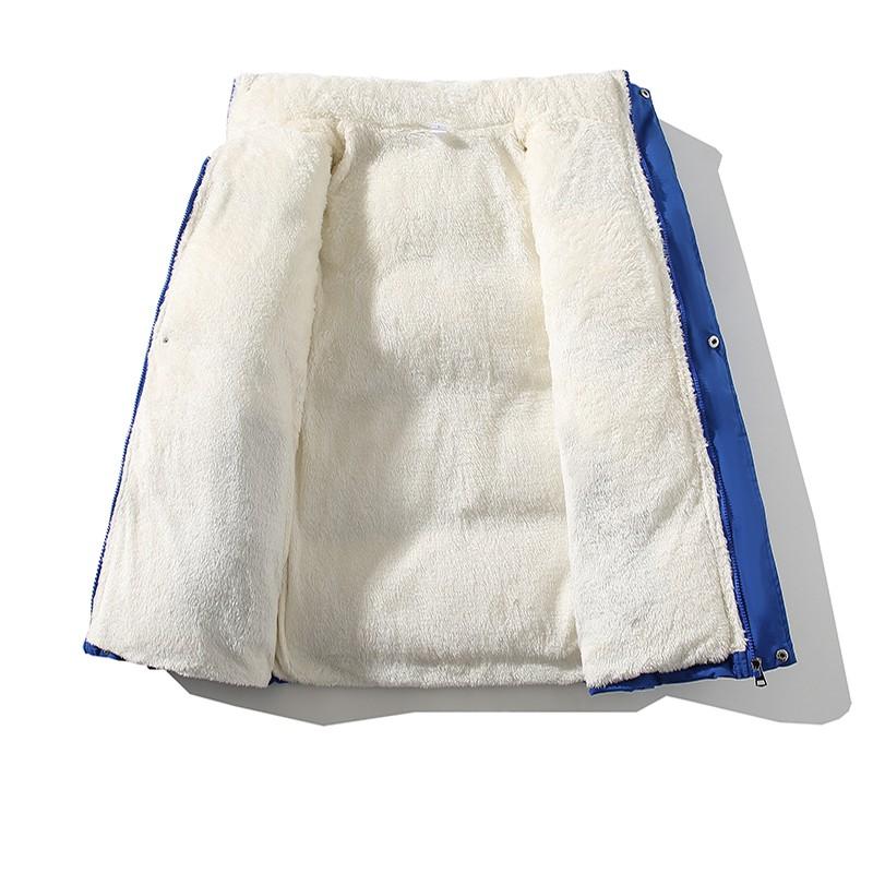 Männer Plus Fleece Stehkragen Lose Große Baumwolle Jacke Einfarbig Warme Baumwolle Jacke