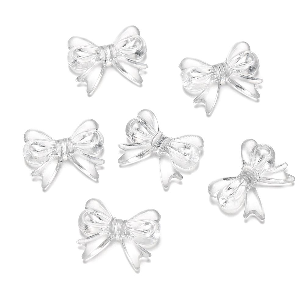 30Pcs/Lot 14x18mm Bowknot Transparent Bow Spacer Beads Earrings Making Charm Pendants for Necklace Jewelry Making Accessories