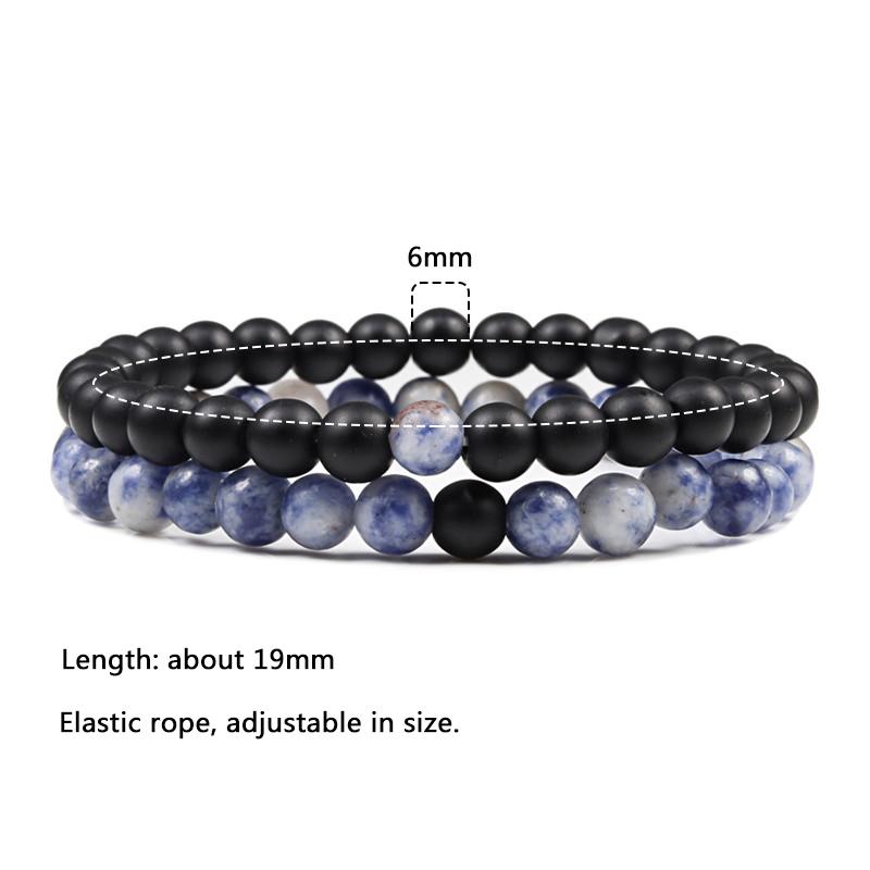 2Pcs/Set Couples Distance Bracelet Natural Stone Tiger Eyes Lava Beaded Bracelets & Bangles Men Women Jewelry Best Friend Gift