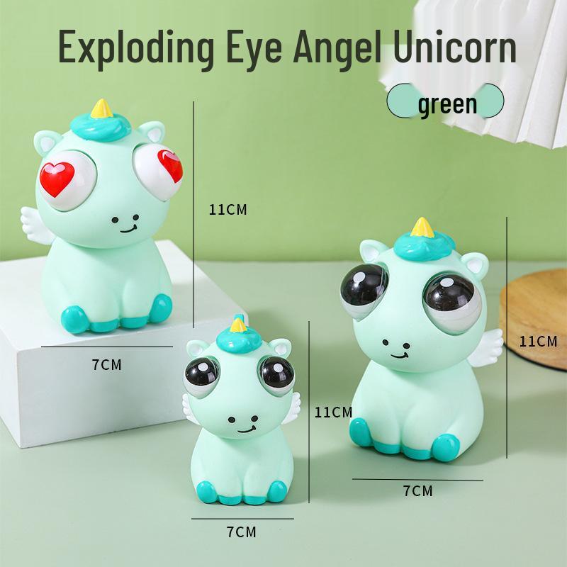 Poupée Licorne Anti-Stress à Yeux Globuleux - Jouet à Presser en Silicone avec Yeux qui Sortent pour Évacuer le Stress