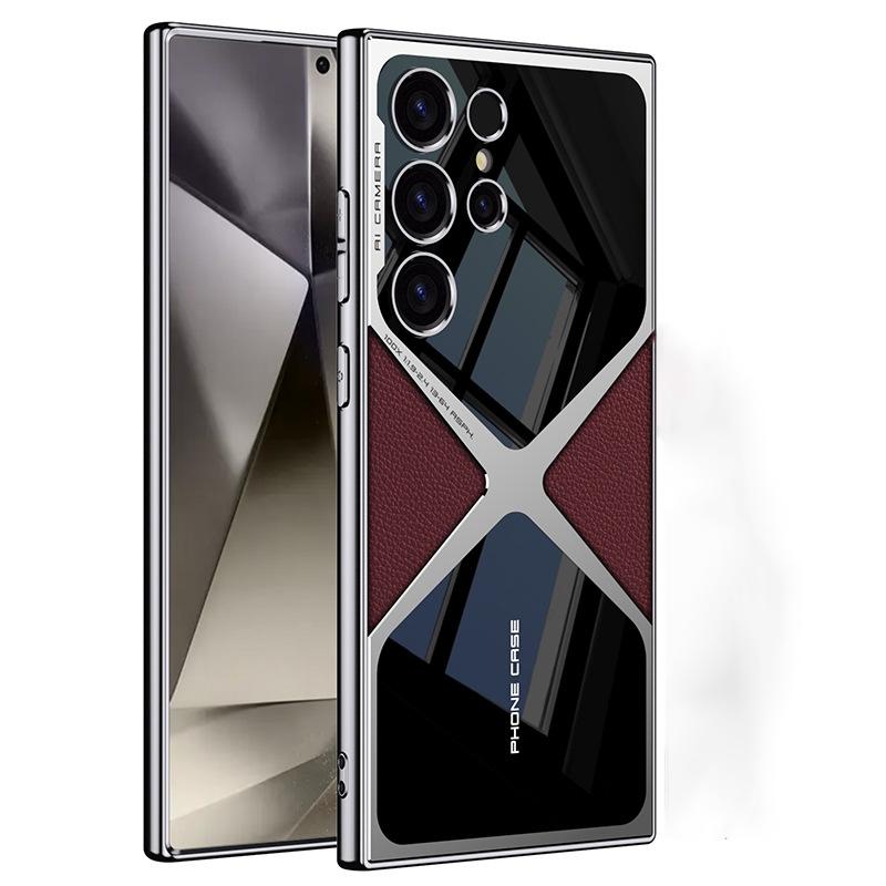 

2024 Новый Коммерческий Дела Гальванизированный Кожаный Чехол Для Телефона Samsung S23 S24 Ультра Защитный Чехол с Износостойким Противоударный Защитный Чехол For S23 Ultra красный черный