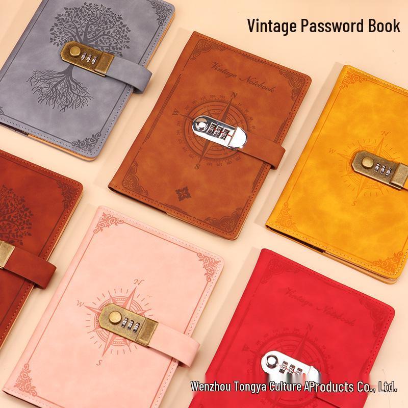 A5 Retro Password Lock Notebook Gift Box Set: Thick Creative Planner & Diary