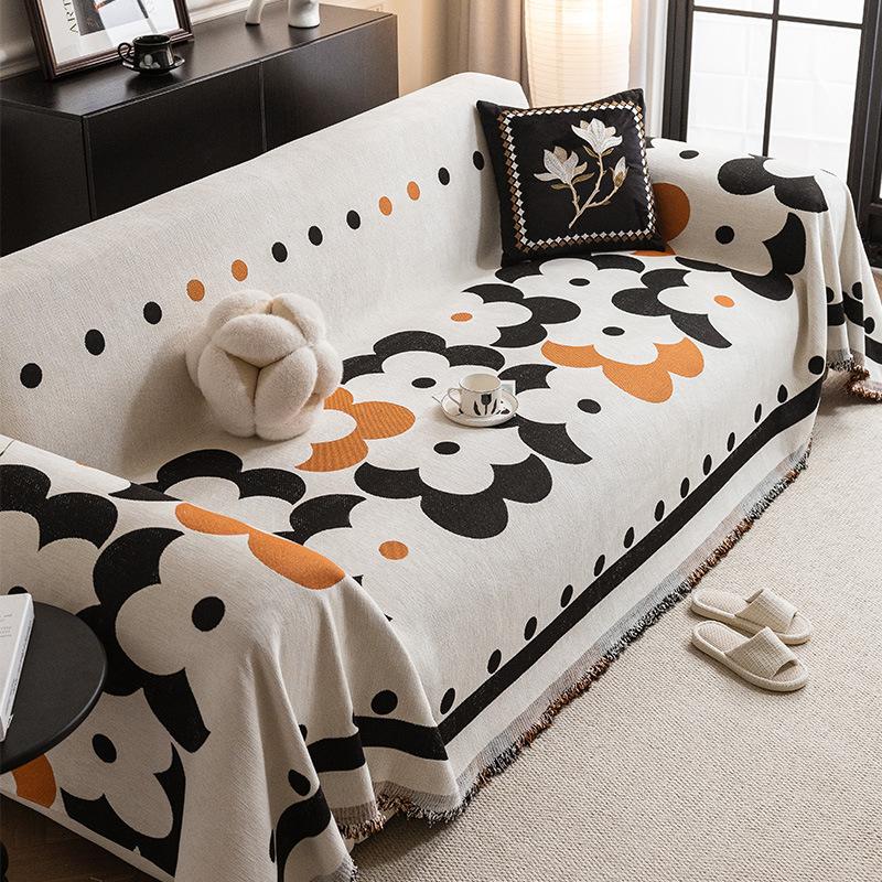 Sofaüberwurf im französischen Cremestil Vollbezug für alle Jahreszeiten Chenille Retro Leichter Luxus Sofaüberwurf Stoff Hochwertiger Bezug