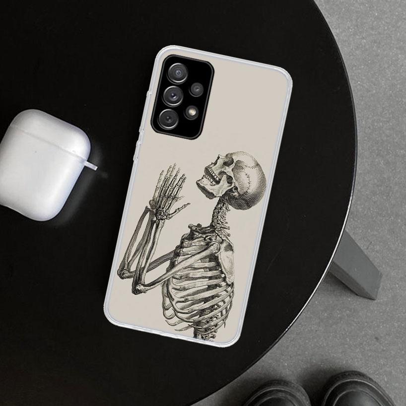 Autumu X Ray Hand Bones Phone Case Cover for Samsung Galaxy A12 A22 A32 A52 A72 A02S A51 A50S A31 A20S A10S Note 20 Ultra 10 Plu