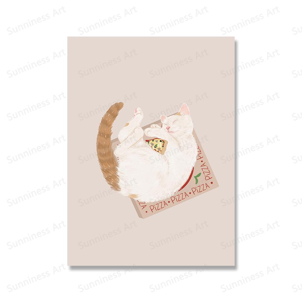 Cartoon Lustige Nette Katze Wand Kunst Leinwand Malerei Nordic Poster Und Druck Katze Liebhaber Geschenk Wand Bilder Für Wohnzimmer Hause decor