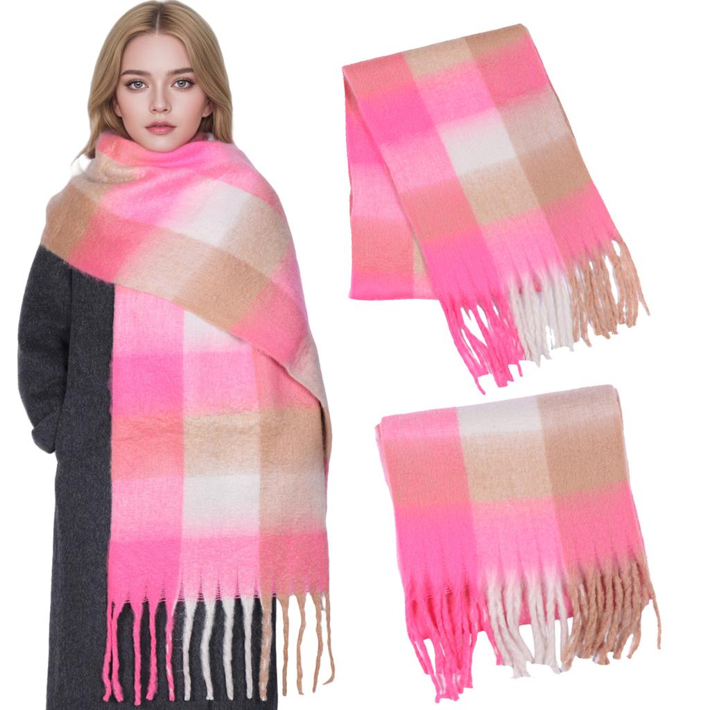Winter Cashmere Scarf Student Neck Thick Warm Shawl For Women Couple Tassel Bufanda Blanket Pashmina Wraps Long Plaid Poncho