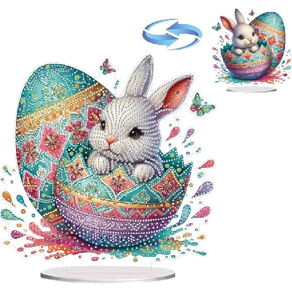 BAYUNOE DIY Diamond Art Painting Desktop Ornament Easter Handmade Double-Sided Pattern Diamond Art Decorated Tabletop Ornaments Single Sided Diamond