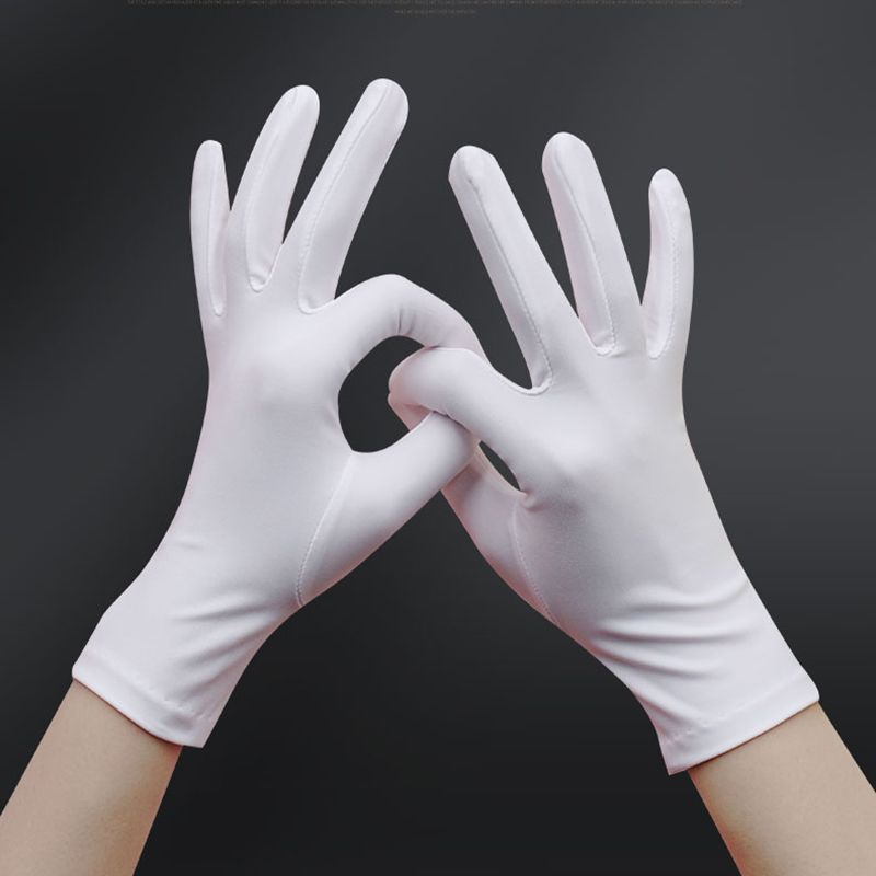 Men's and Women's White Etiquette Gloves Thin Elastic Jewelry Dance Photography Hotel Western Restaurant Emcee Summer Sun Protection Buddha Worship