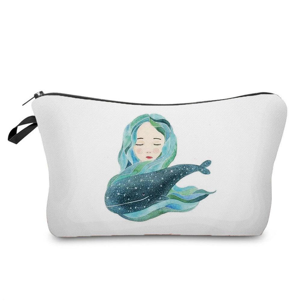 Women Whale Print Cosmetic Bag Toiletries Organize Travel Storage Case 6688