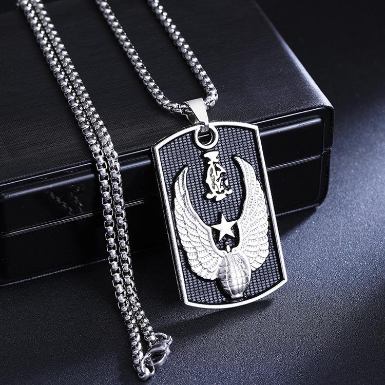 Hip-hop Domineering Trendy Brand Titanium Steel Military Brand Men's Trendy Jewelry Pendant Necklace