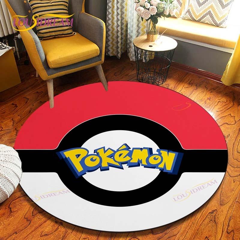 Cartoon Pokemon Runder Teppich Bodenmatte Schlafzimmer Flanell Tierteppich Rutschfeste Baby-Spielmatte Kinderzimmer Dekoration Matten