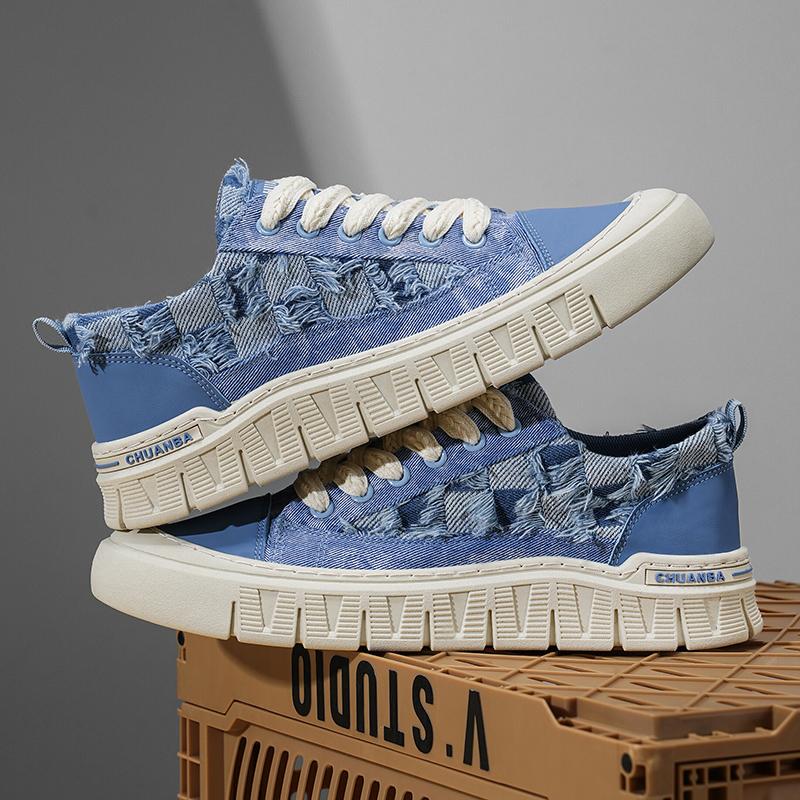 

Мужская обувь Niche Denim Board Shoes Модные трендовые кроссовки для активного отдыха Нескользящие кроссовки для бега 42 синий