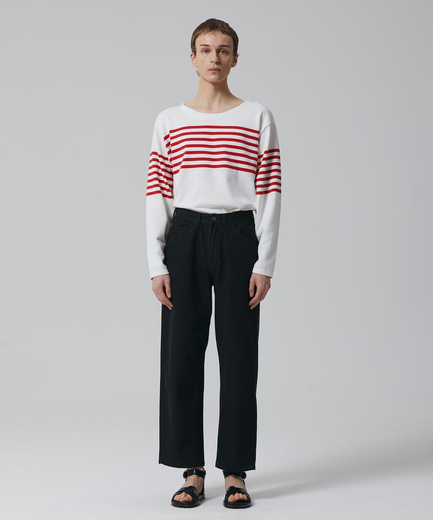 PUBLICFIGURE Essential Basque Shirt_Ivory/Red