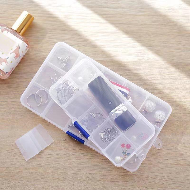 Multi-Grid Plastic Jewelry Box with Compartments for Earrings, Beading, and Small Parts