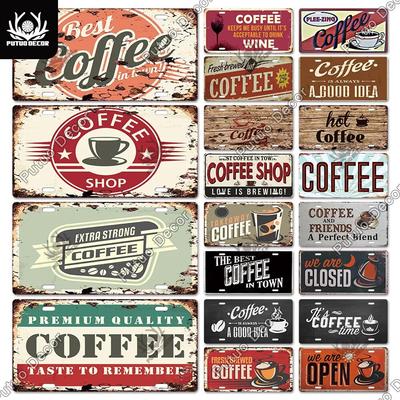 Putuo Decor Kaffee Metallschild Nummernschild Plakette Metall Vintage Blechschild Dekoration für Café Küche Club Zuhause Wanddeko