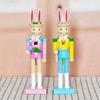 Wooden Rabbit Nutcrackers With Safe Paint 25cm High Decorative Toy for Easter Celebration & Kids Room Mood Gift