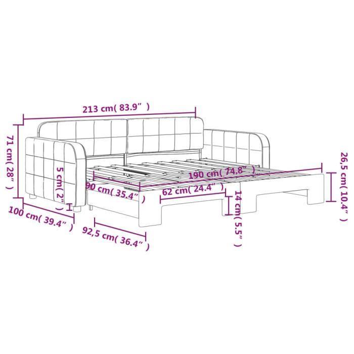 VidaXL Daybed with Trundle Bed Black 90x190 Cm Velvet 3196944